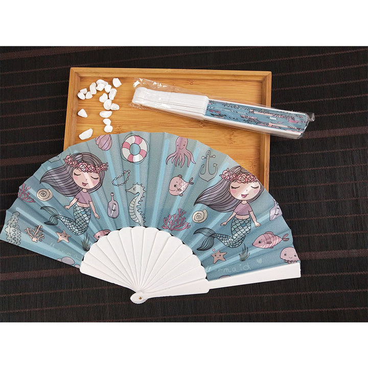 Women folding hand fan with shimmering scale pattern Kalsten