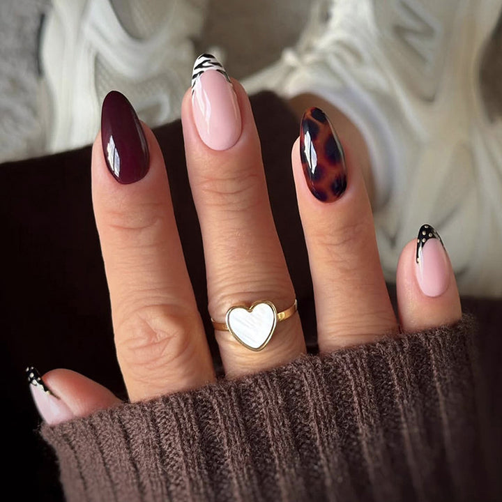 Premium Decorative Press-On Nail Set with Unique Geometric Patterns Kalsten