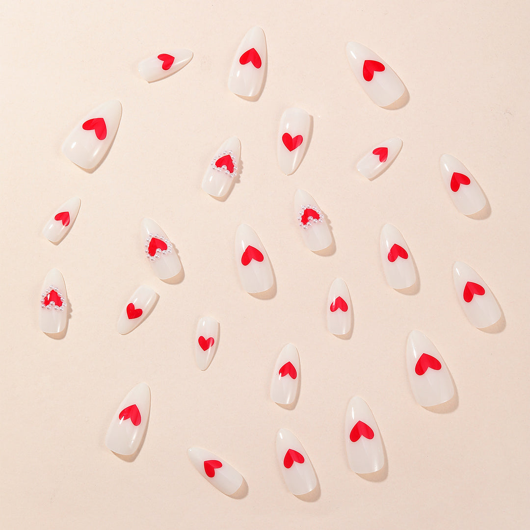 Heart-Accent Stiletto Nail Art Extensions Kalsten