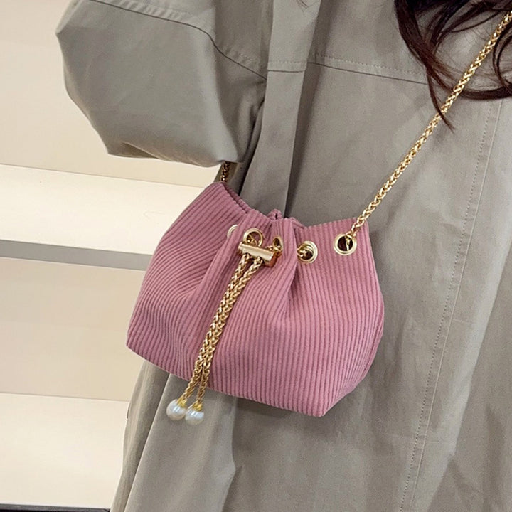 Elegant Textured Drawstring Bucket Bag