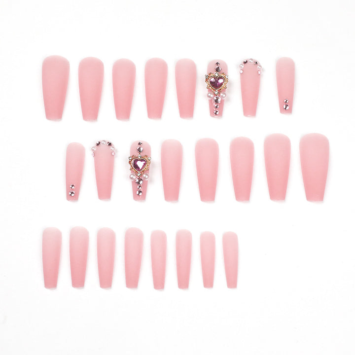 Creative artificial nails with heart-shaped decorative accents Kalsten