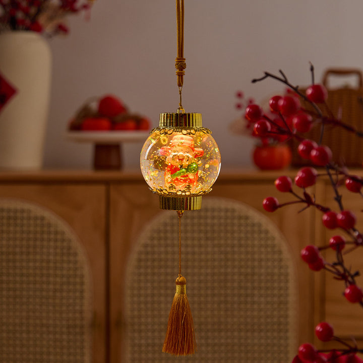 Nostalgic Christmas lantern with festive Santa Kalsten