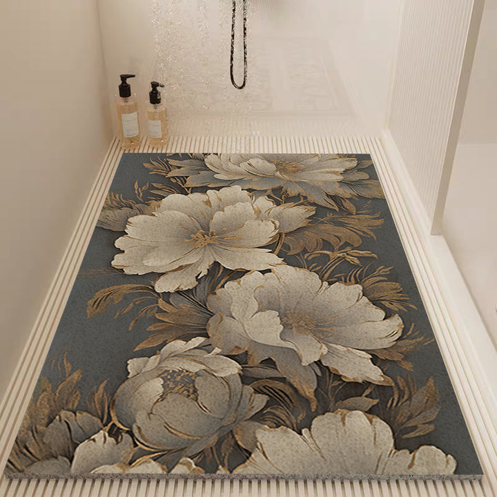 Elegant Floral Patterned Bath Mat Kalsten