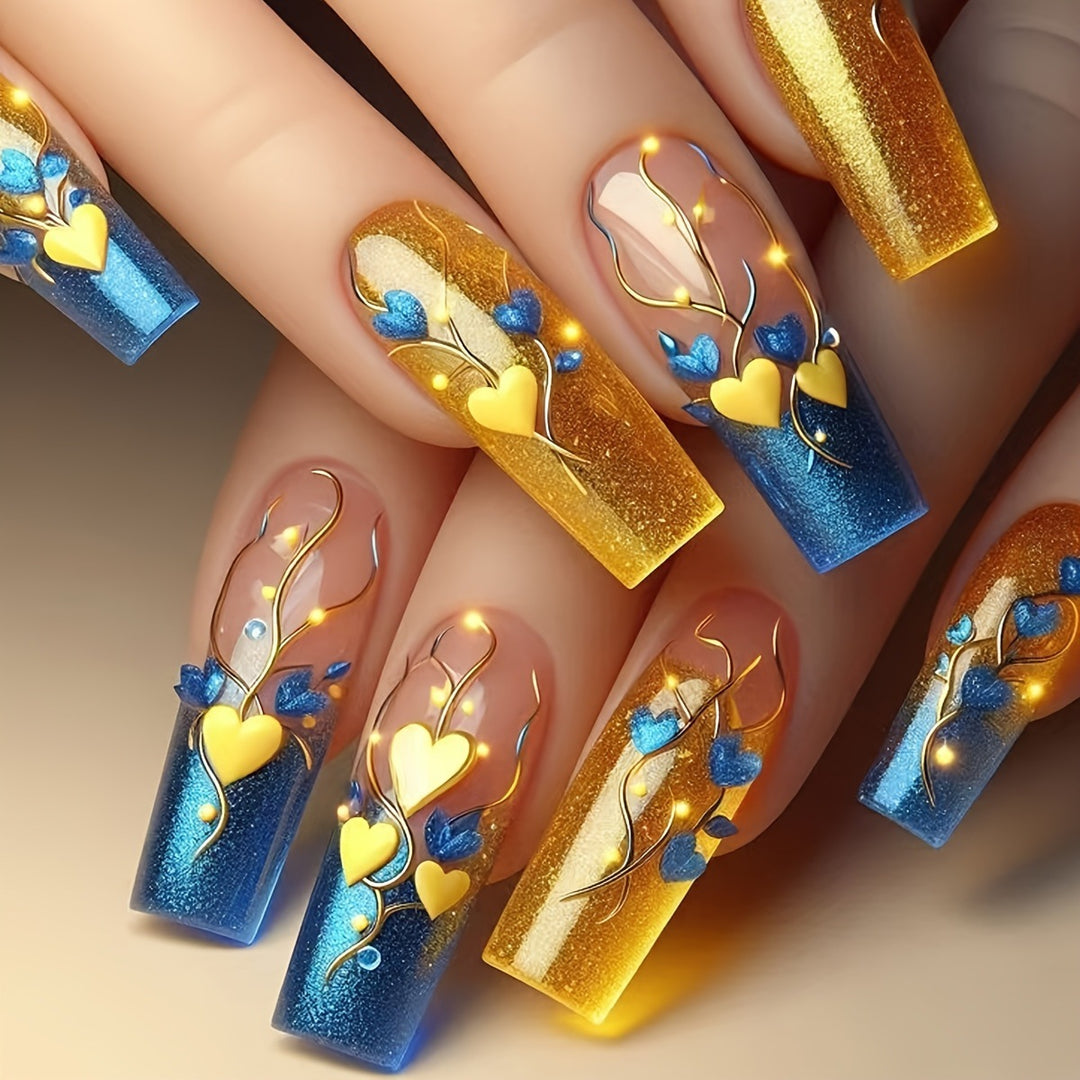 Creative nail art with heart and flower motifs Kalsten