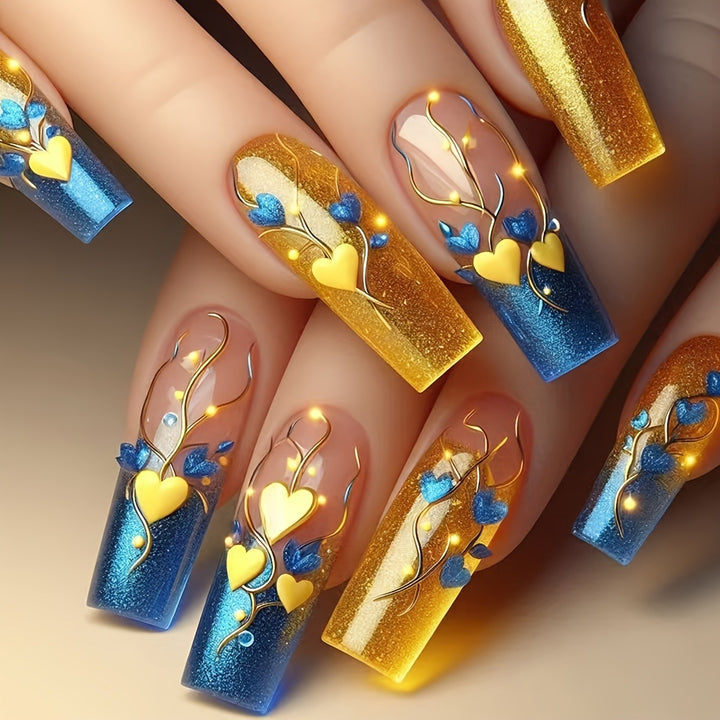 Creative nail art with heart and flower motifs Kalsten