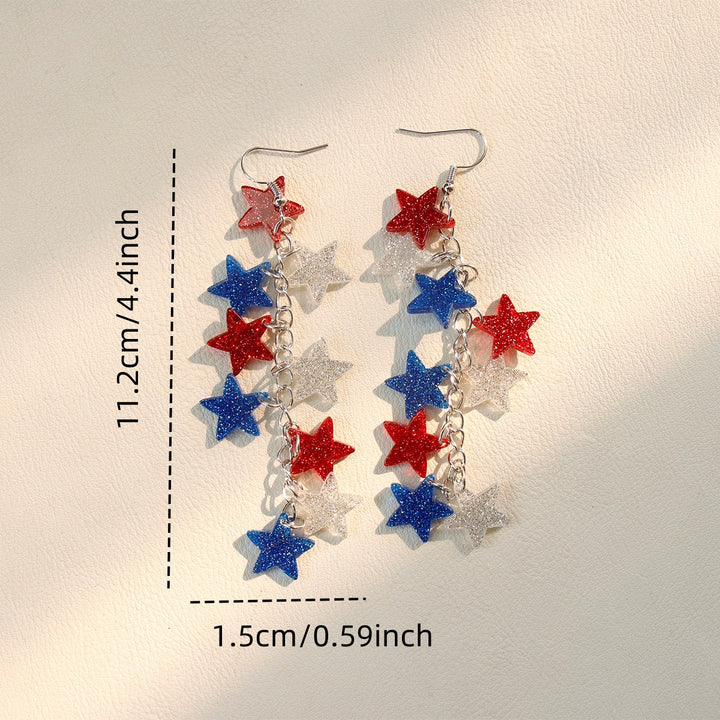 Women's nan glitter star cascade dangle earrings with layered charm chain and lightweight alloy hooks Kalsten