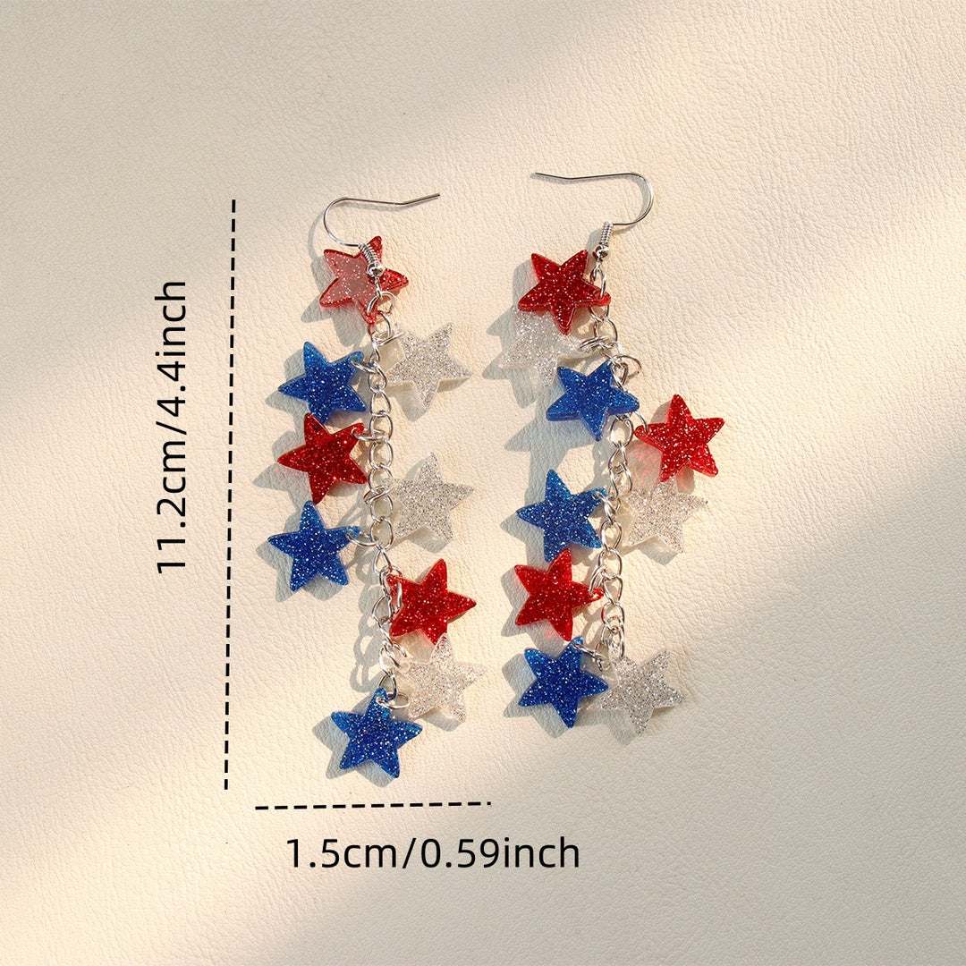 Ladies nan long glitter earrings with multi-layered star cascade Kalsten