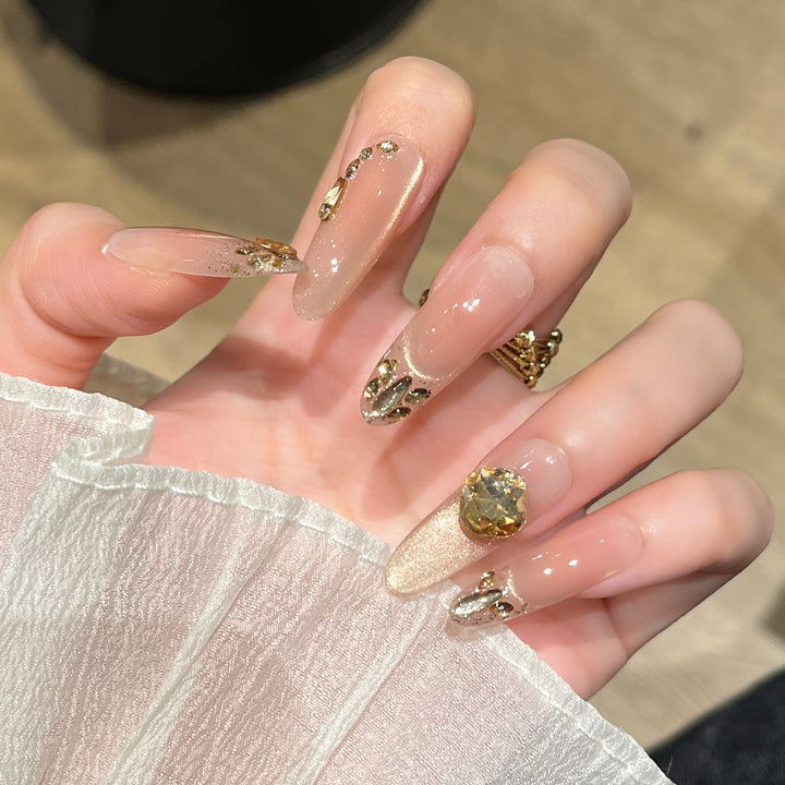 Decorative Press-On Nails with Gem Accents Kalsten
