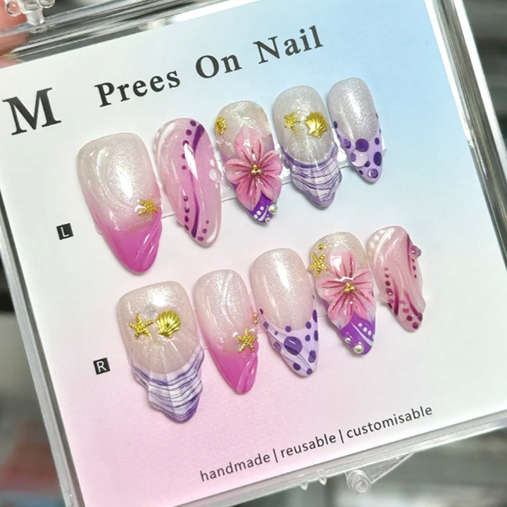 Artistic Floral-Embellished Press-On Nails Kalsten