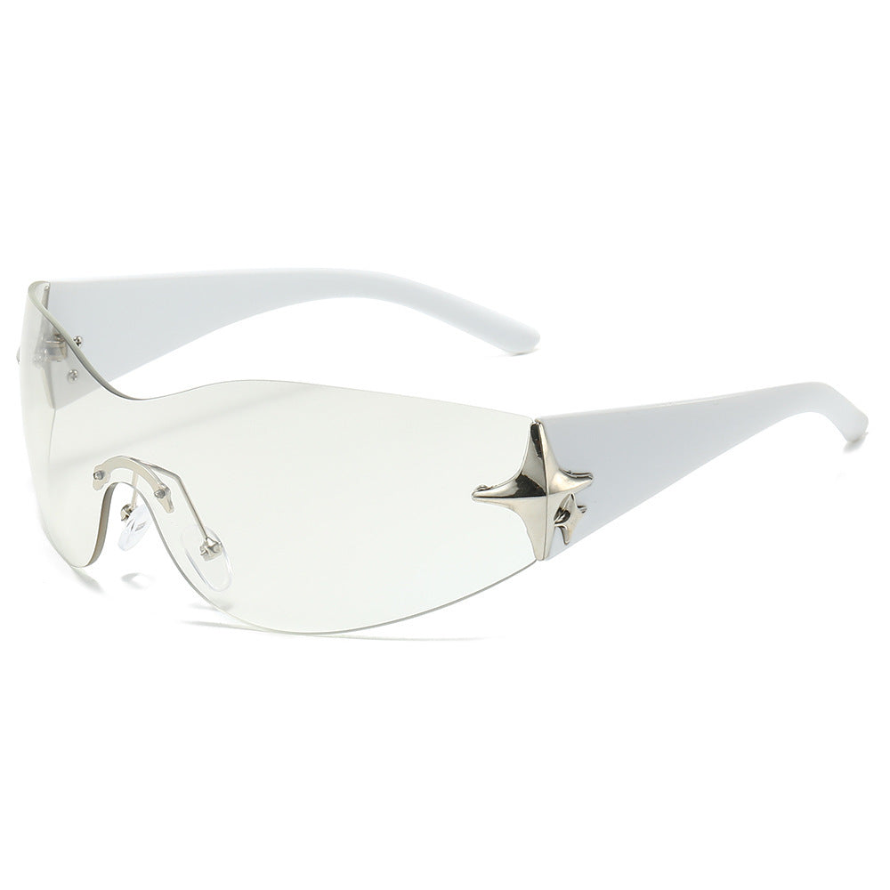 Futuristic Shield Sunglasses with Metallic Accents Kalsten