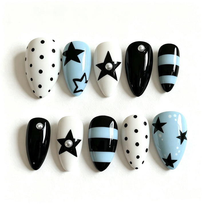 Starry Design Press-On Nail Art Set