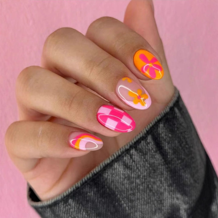 Creative Art Nail Set with Vibrant Patterns Kalsten