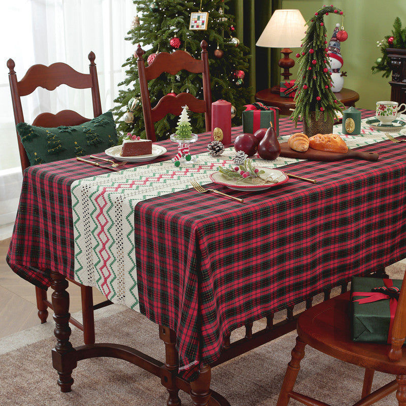 Festive Plaid Dining Tablecloth