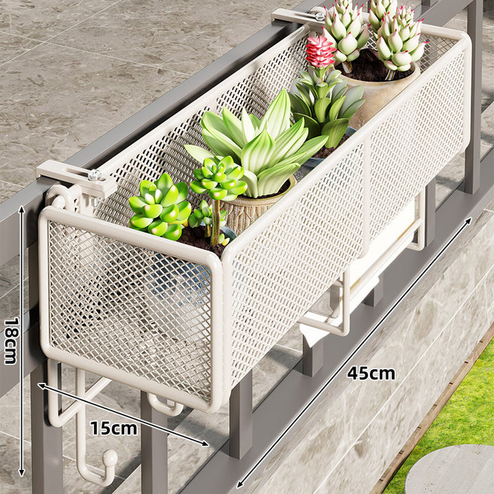 Mesh Balcony Hanging Planter Box with Clamp-On Mount and Drainage
