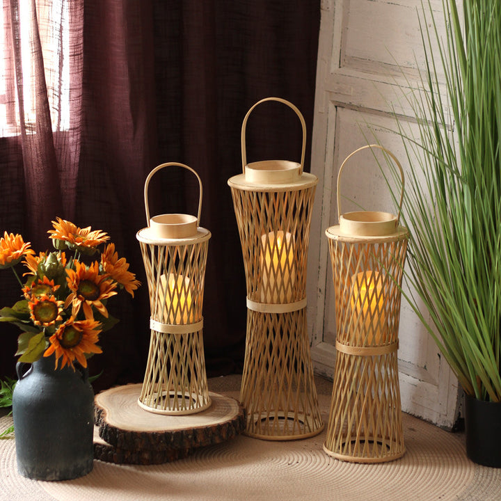 Elegant lamp stand made of woven material Kalsten