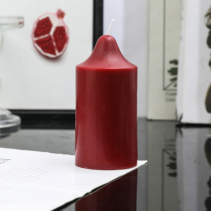 Hand-Poured Decorative Pillar Candle with Sculpted Tapered Top