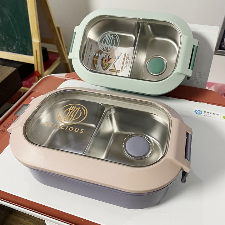 Multi-Compartment Leak-Proof Food Storage Container with Glass Lid