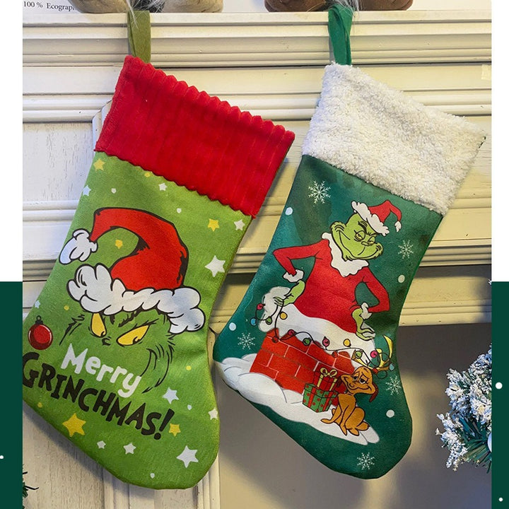 Funny Christmas stocking with Grinch motif