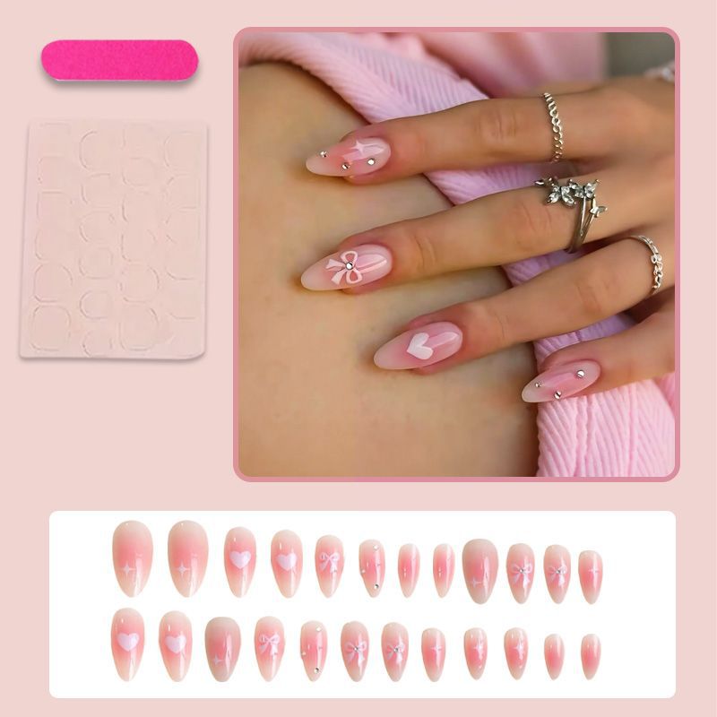 Artificial nail set with delicate bow embellishments Kalsten