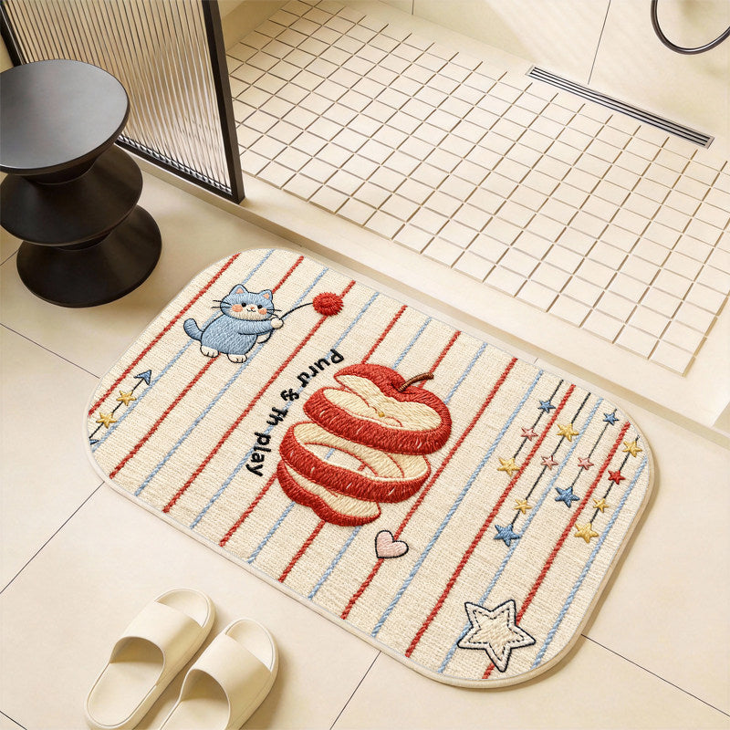 Whimsical Cat-Themed Bath Mat Kalsten