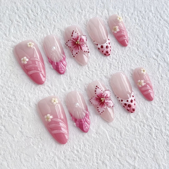 Artistic Floral-Accent Press-On Nails Kalsten