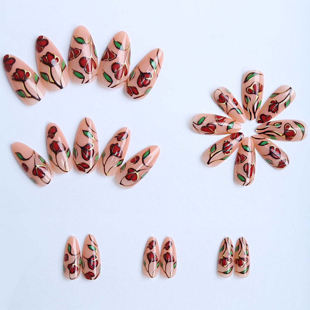 Artificial nails with floral decorations Kalsten