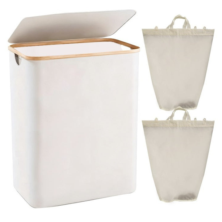 Laundry separation system with bamboo lid and multiple compartments Kalsten