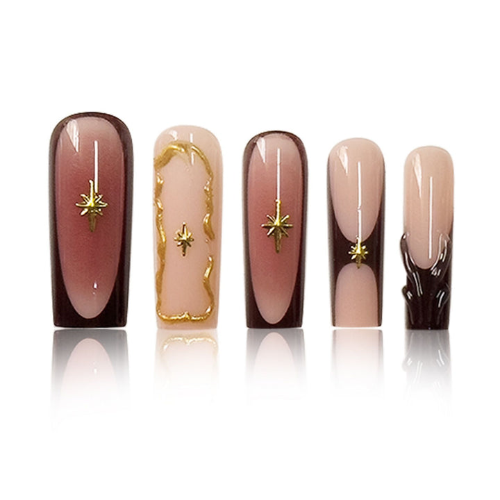 Artistic Sculpted Press-On Nails with Gold Accents Kalsten