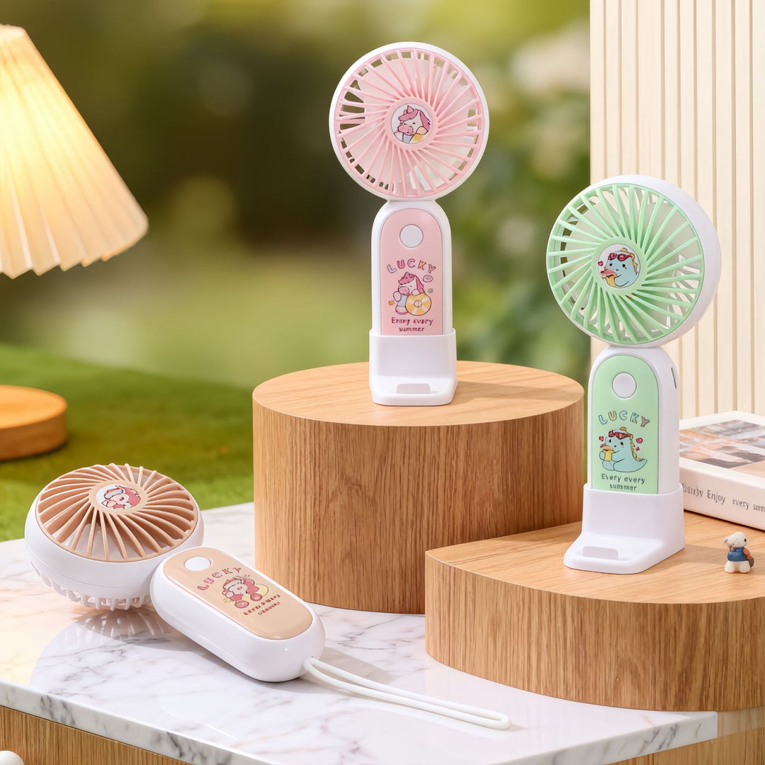 Women's Portable USB Hand Fan with Cute Kalsten Design