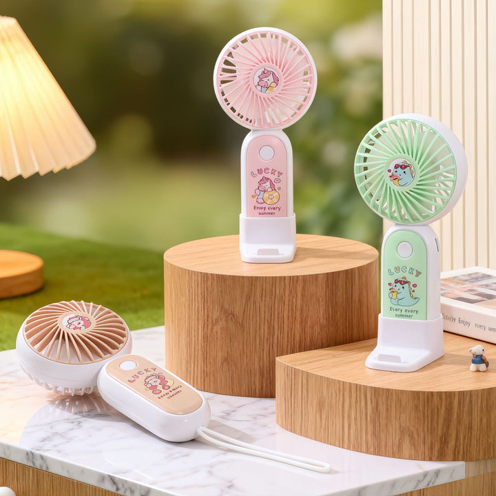 Women's Portable USB Hand Fan with Cute Kalsten Design