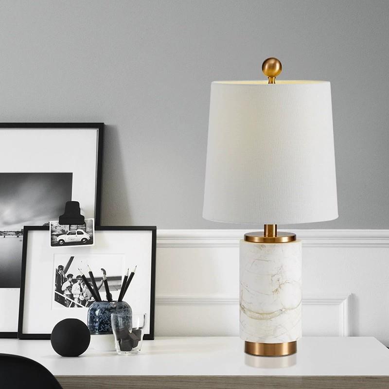 Marble Table Lamp with Gold Accents