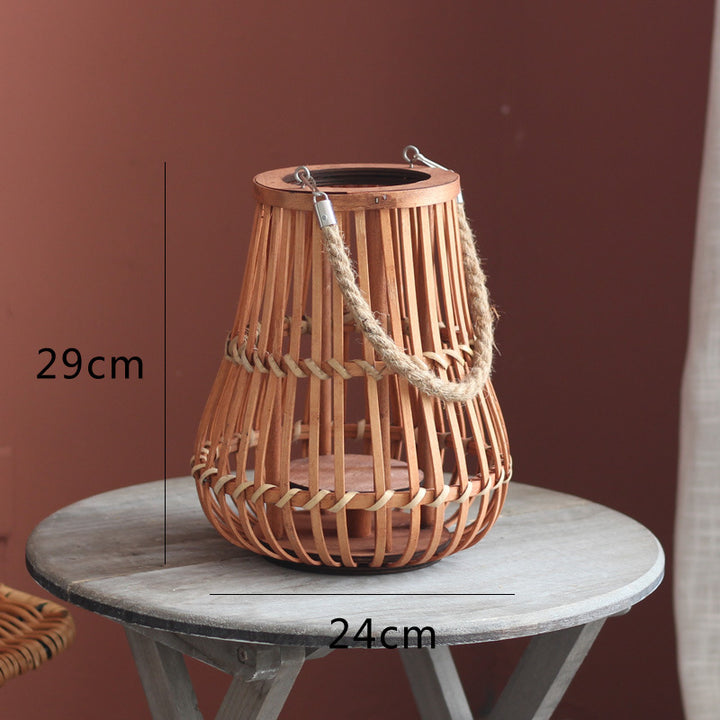 Handcrafted lantern made of wood and wicker Kalsten