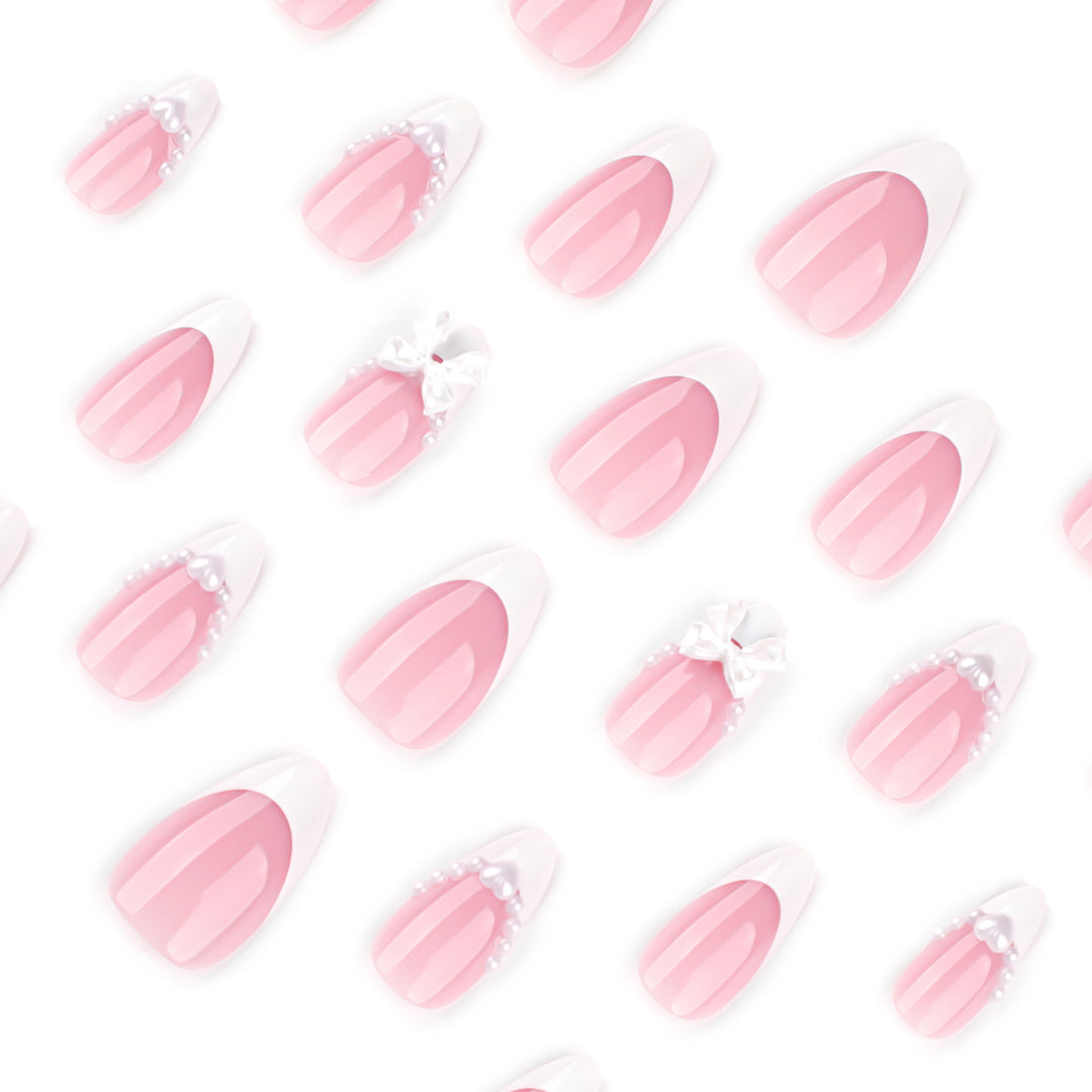 Artful Nail Extensions with Bead and Bow Designs Kalsten