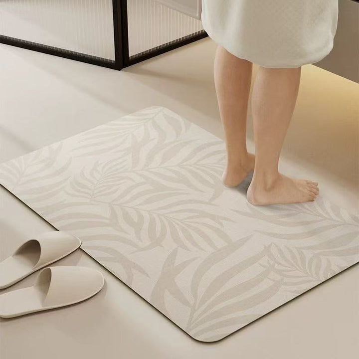 Decorative Leaf Print Bathroom Mat for Home