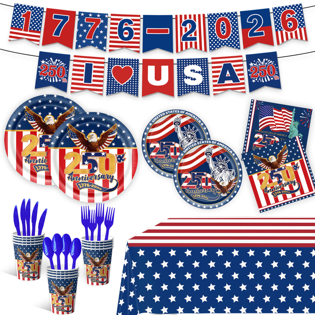 Unisex decorative paper napkins set anniversary motif USA square disposable Kalsten