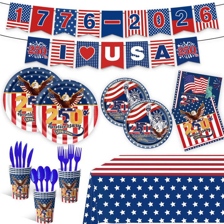 Unisex decorative paper napkins set anniversary motif USA square disposable Kalsten