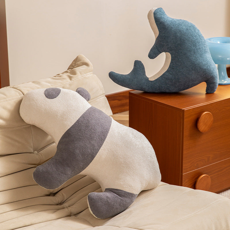 Dolphin-shaped comfort cuddle pillow made of soft plush with ergonomic contour Kalsten
