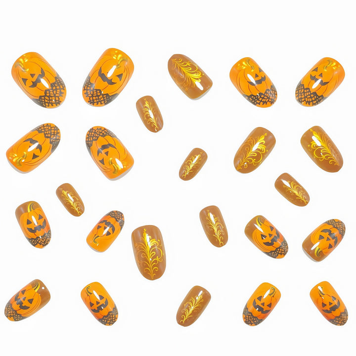 Halloween Artificial Nails with Pumpkin Design Kalsten