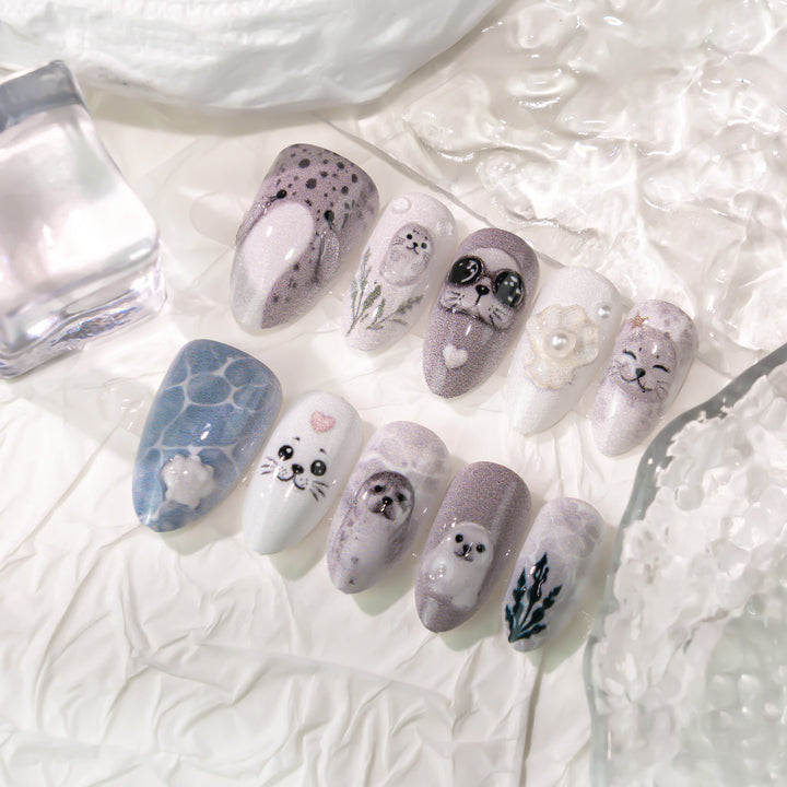 Ocean-Themed 3D Press-On Nail Art Set