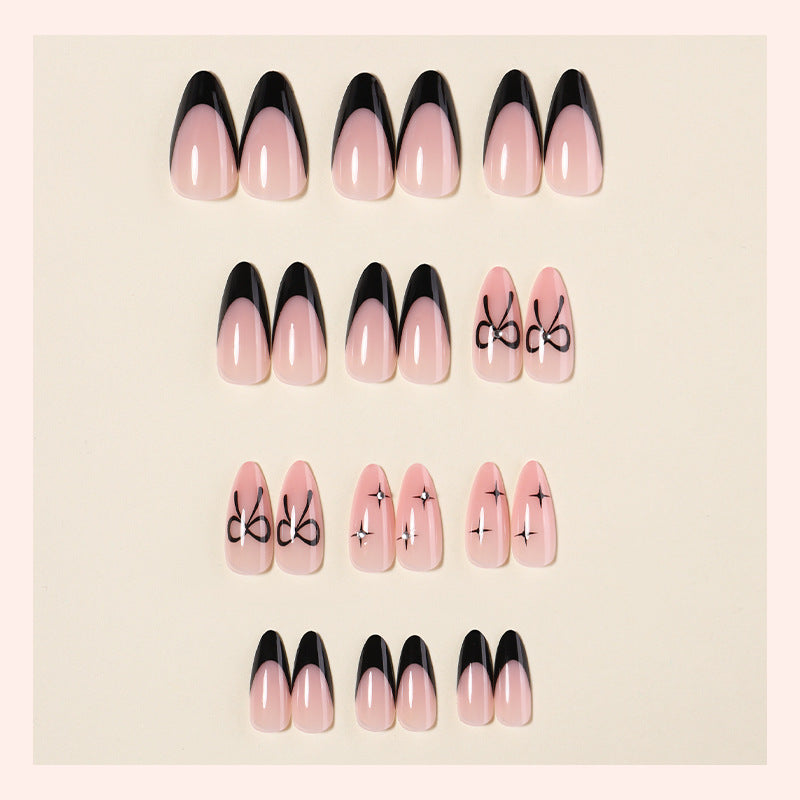 Elegant Press-On Nail Set with Artistic Bow Designs Kalsten