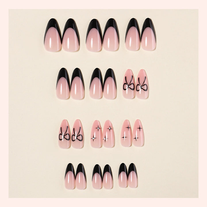 Elegant Press-On Nail Set with Artistic Bow Designs Kalsten