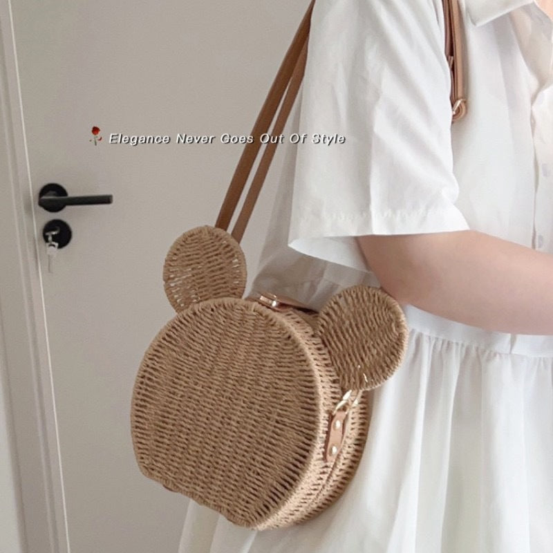 Ladies Round Basket with Rabbit Ear Design Kalsten