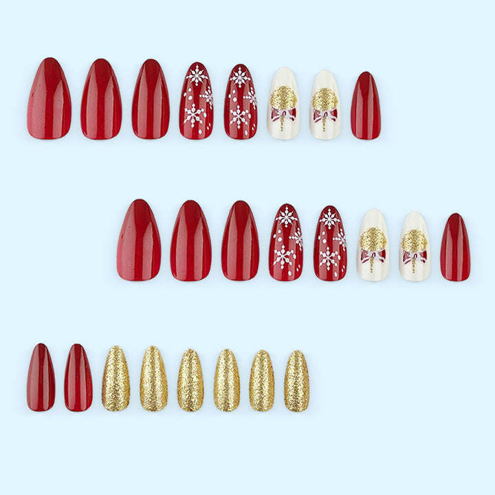 Glamorous artificial nails in festive Christmas design Kalsten