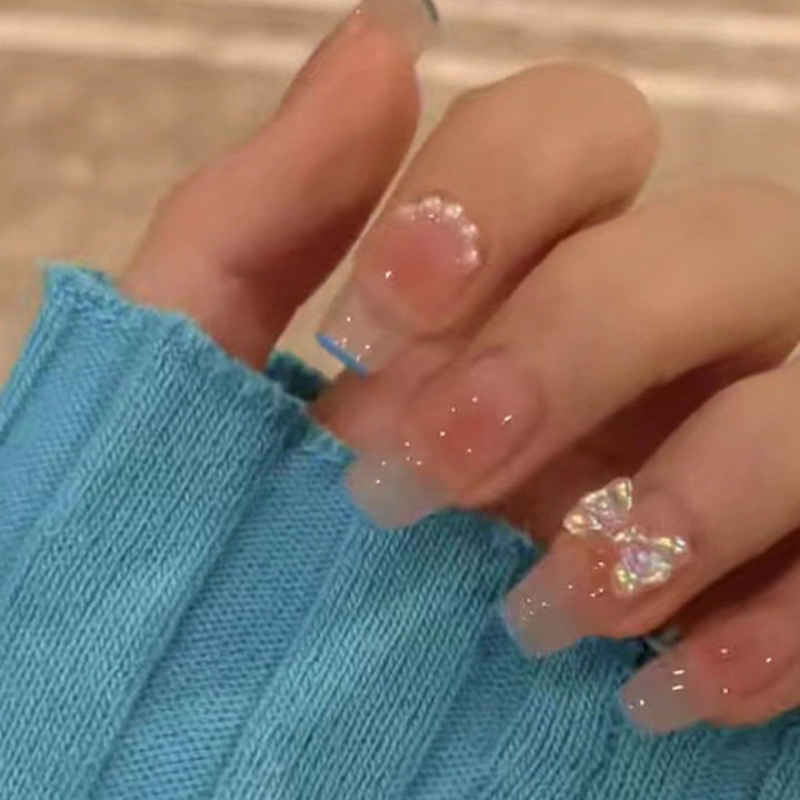 Glittery French Tip Press-On Nail Set Kalsten
