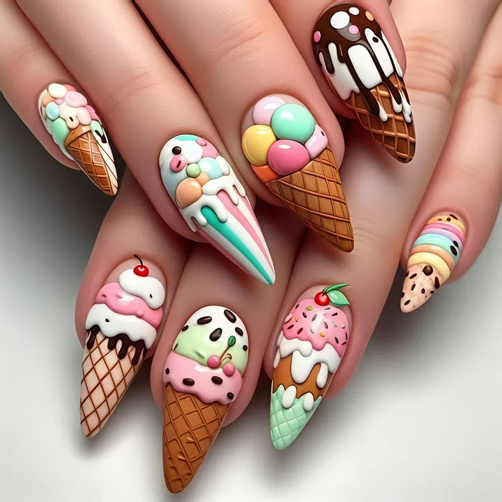 Creative Art Nails with Ice Cream Design Kalsten