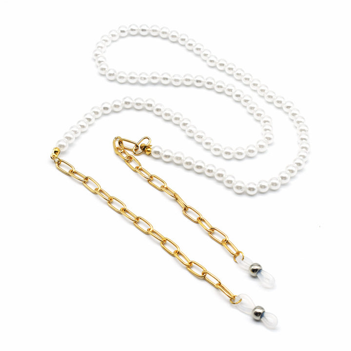 Elegant Pearl and Gold Chain Eyewear Holder Kalsten