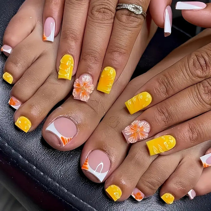 Decorative Floral Press-On Pedicure Set Kalsten
