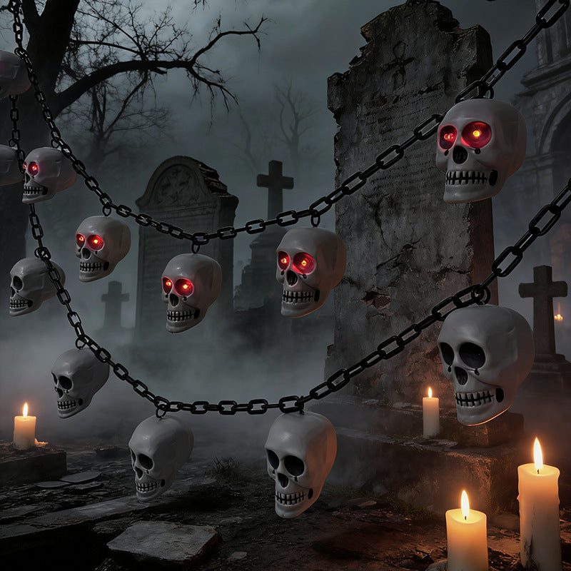 Creepy Halloween string lights with skulls