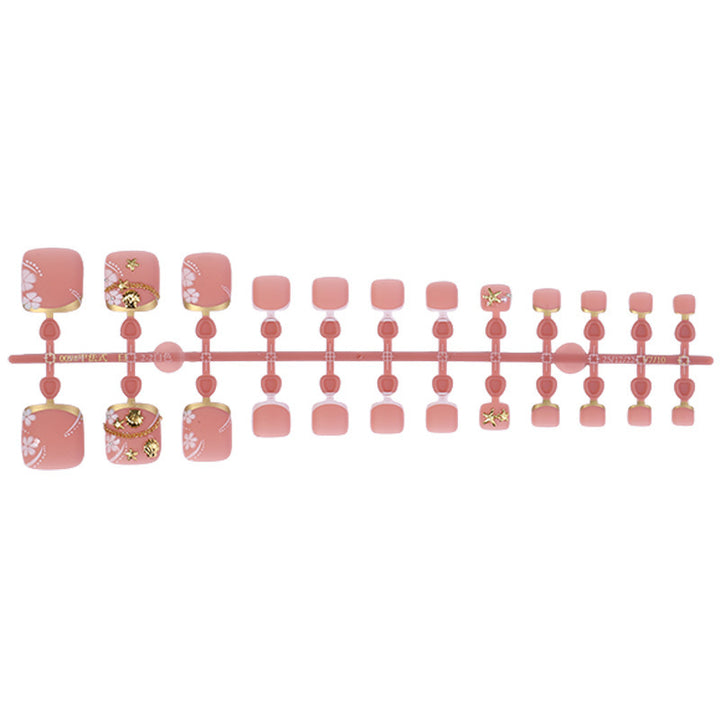 Artificial nail set with elegant, floral accents and golden decorations Kalsten