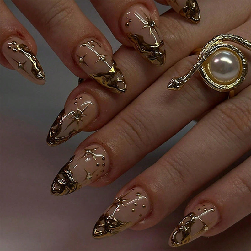 Premium Press-On Nail Set with Intricate Star and Decorative Designs Kalsten